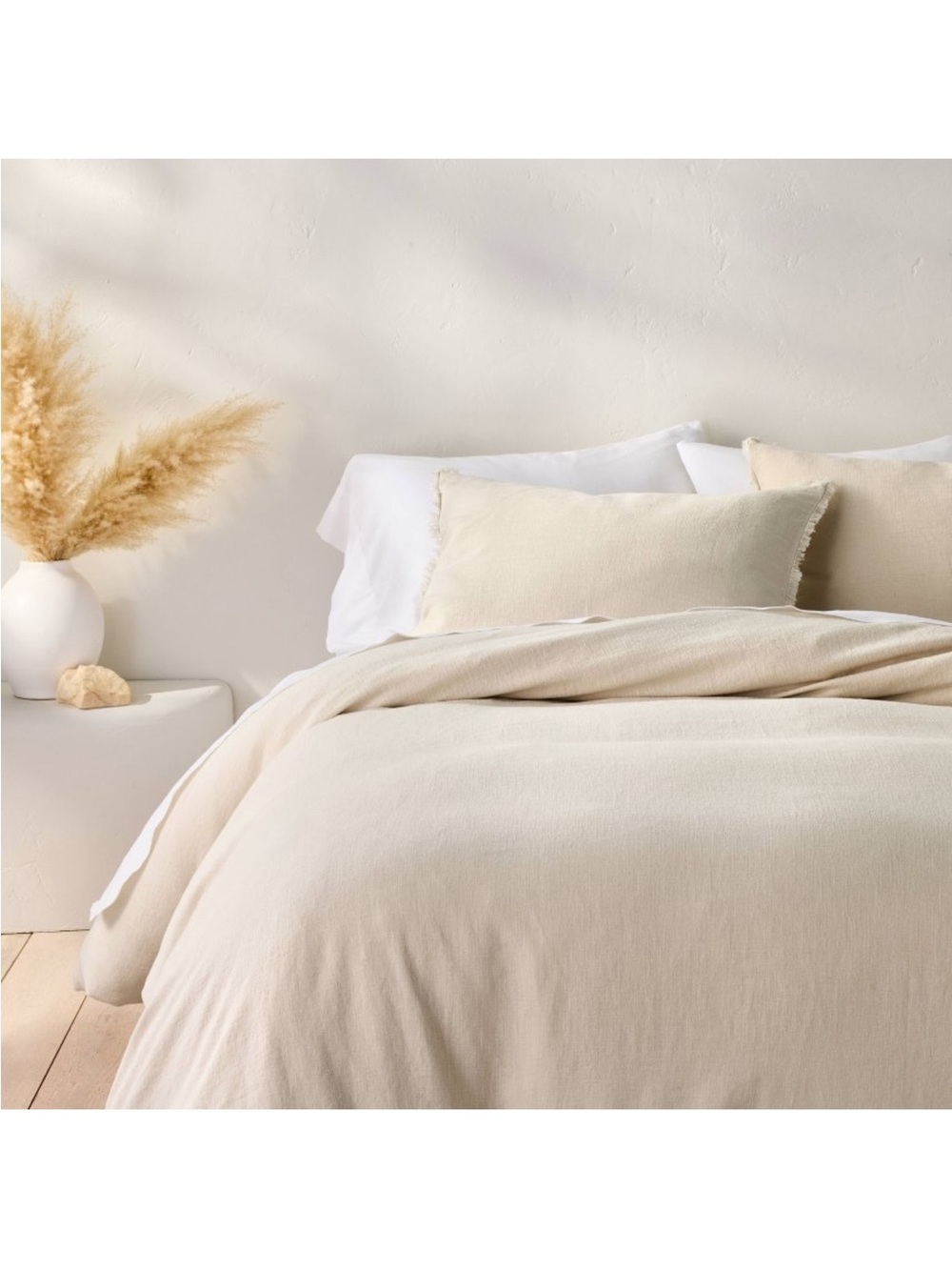 Casaluna Heavyweight Linen Blend King Duvet Cover with Zipper Closure in Natural